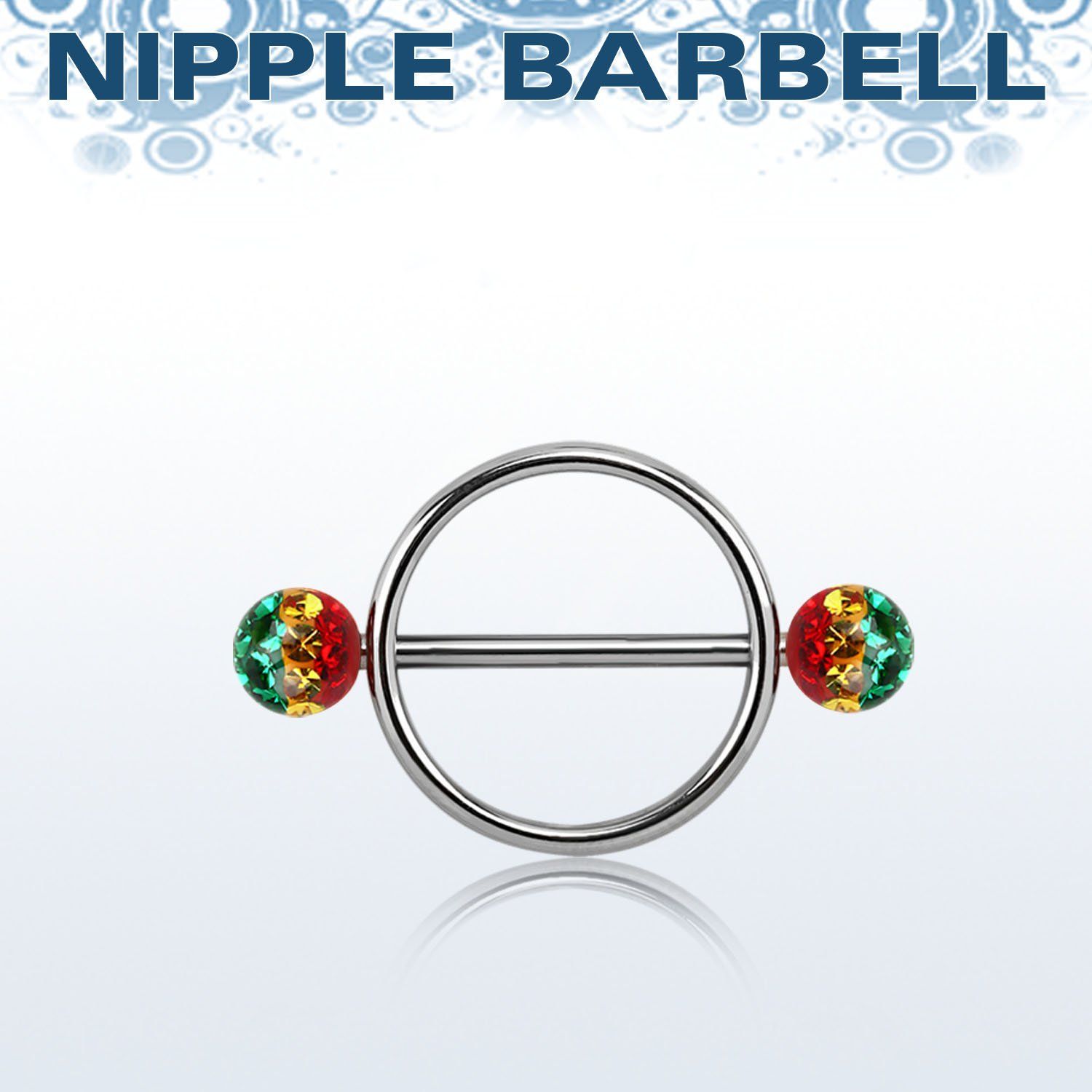 rfrnpe5 pezonera redonda acero quirurgico barbell acero 316l bolas multi cristal ferido 5mm colores rasta distribuidor