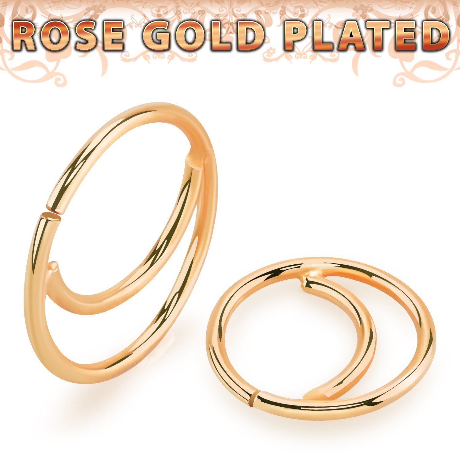 rssea20 rose gold plated silver seamless nose ring moon