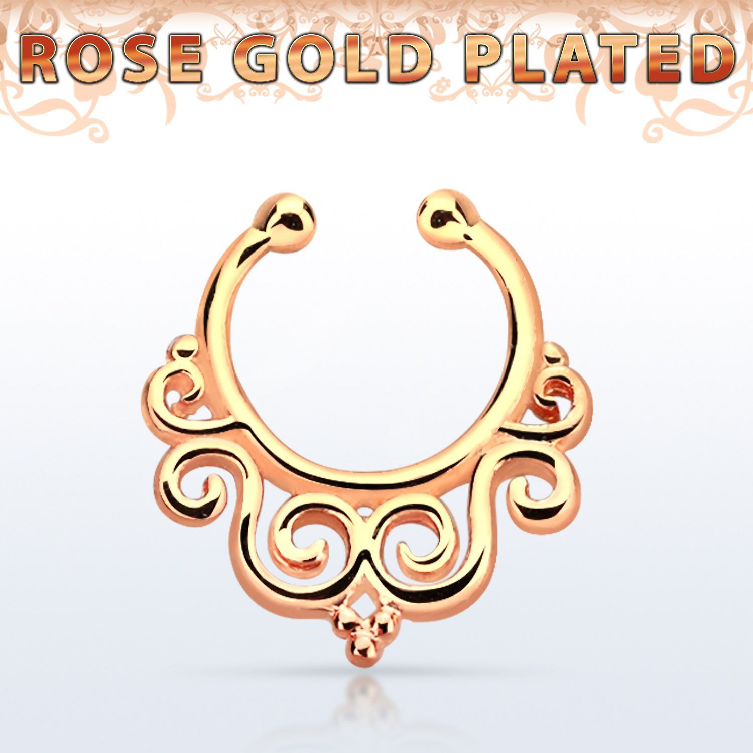rssepd7 septum click falso plata 925 oro rosa 1mm indio decorado 12mm venta