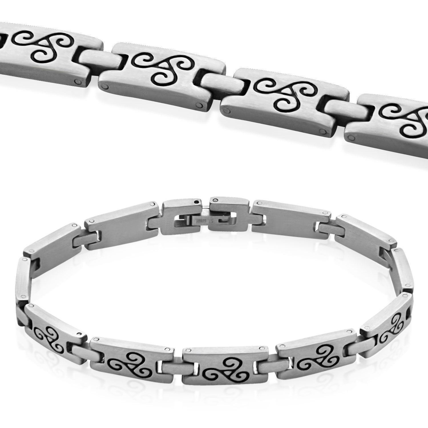 sb208 brazalete acero inoxidable brillo espejo triskel grabado venta