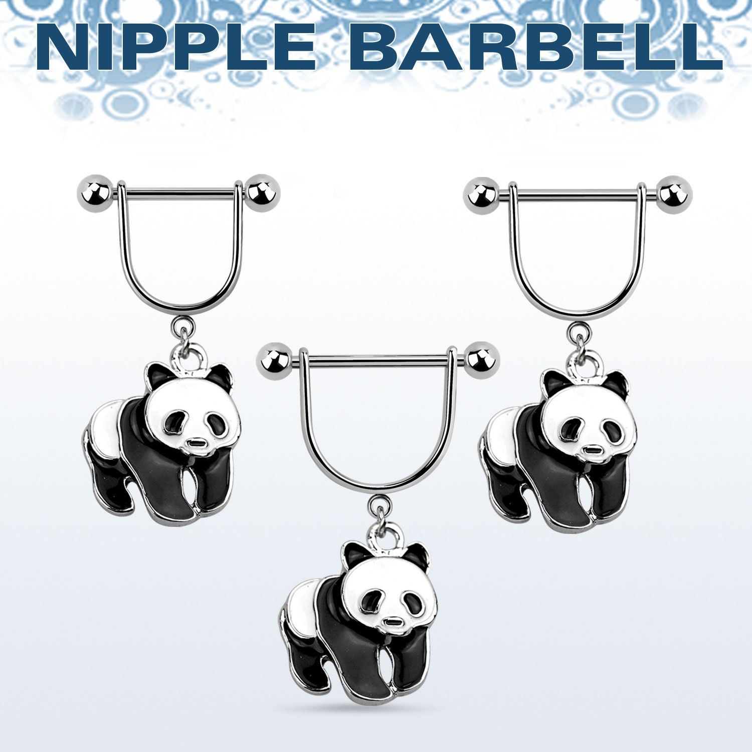 snpod9 barbell pezon estribo acero quirurgico bolas 5mm panda pintado colgado mayorista