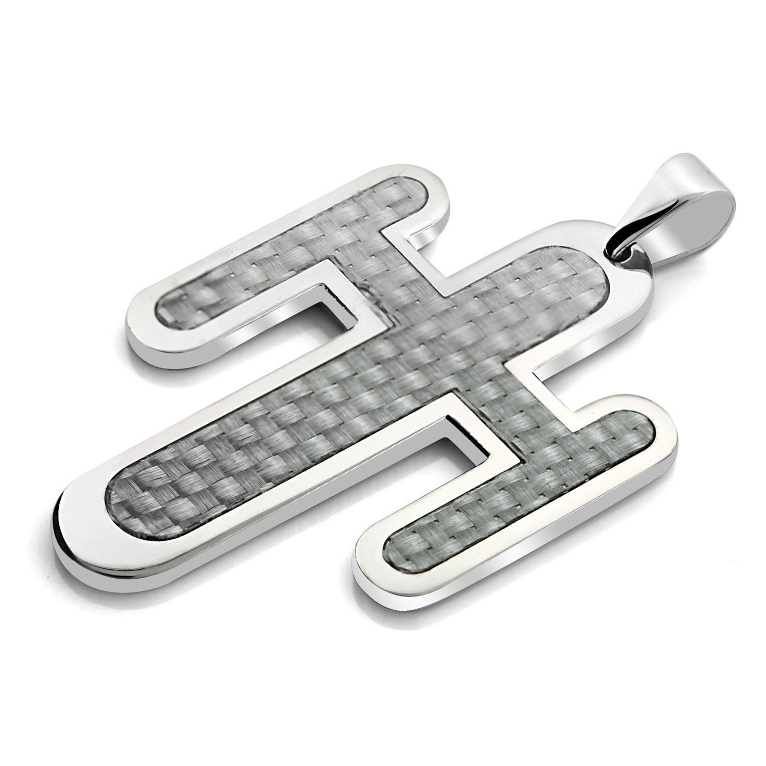 spd86 colgante cruz acero inoxidable fibra carbono blanca incrustada distribuidor