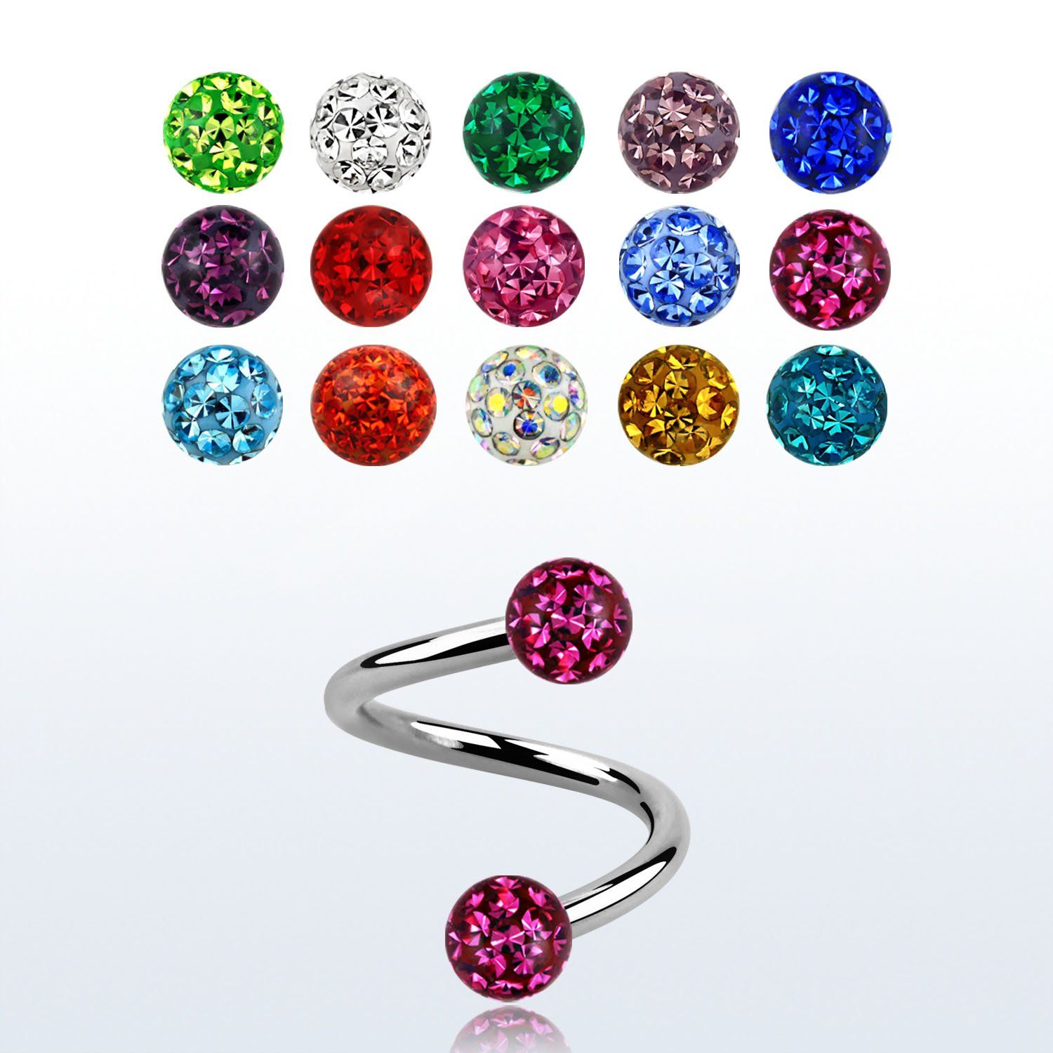 spfr4 espiral acero quirurgico bolas multi cristal ferido 4mm distribuidor mayorista