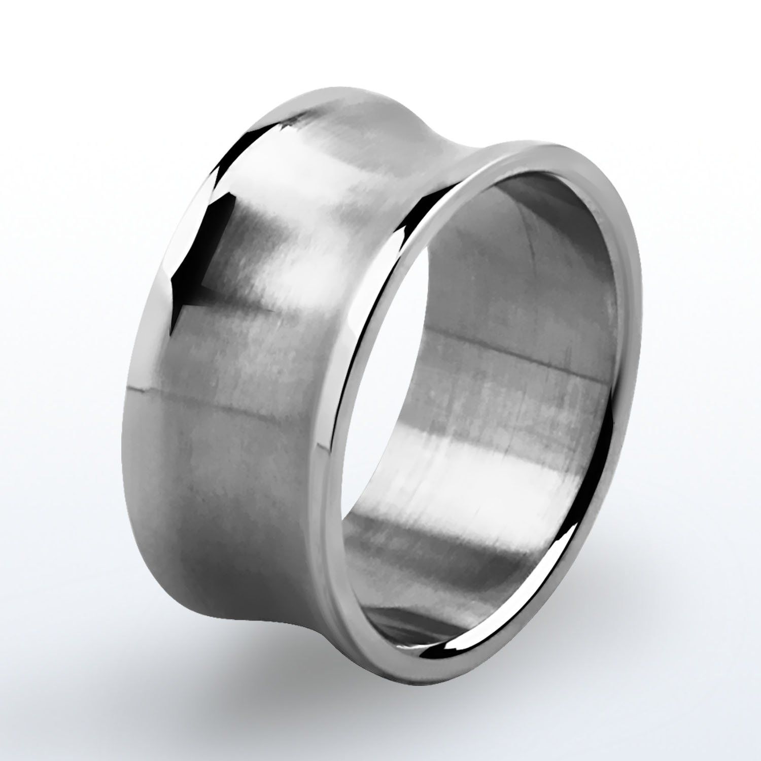 sr159 anillo banda ancha concavo acero inoxidable brillo espejo distribuidor mayorista