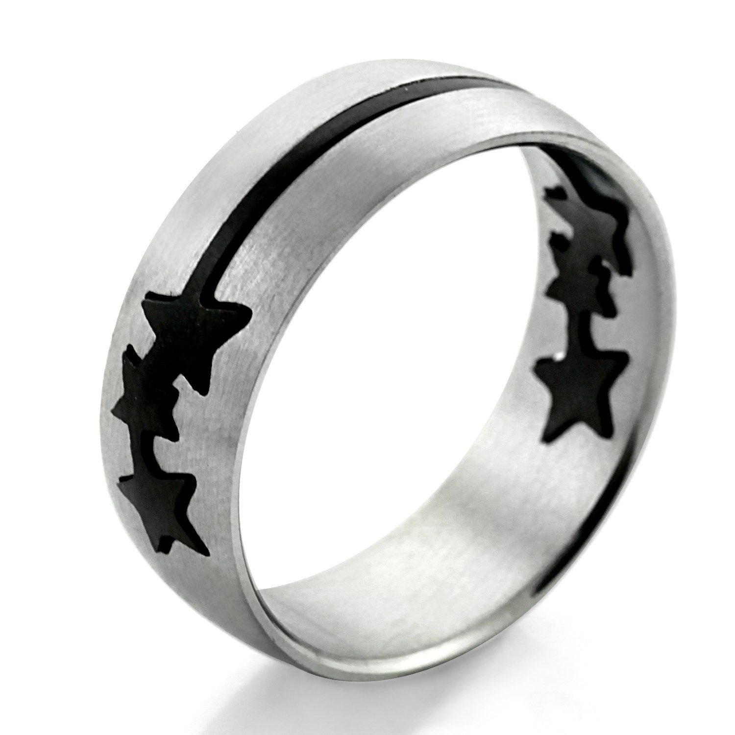 sr166 anillo rejilla acero inoxidable mate estrellas negras cortadas venta