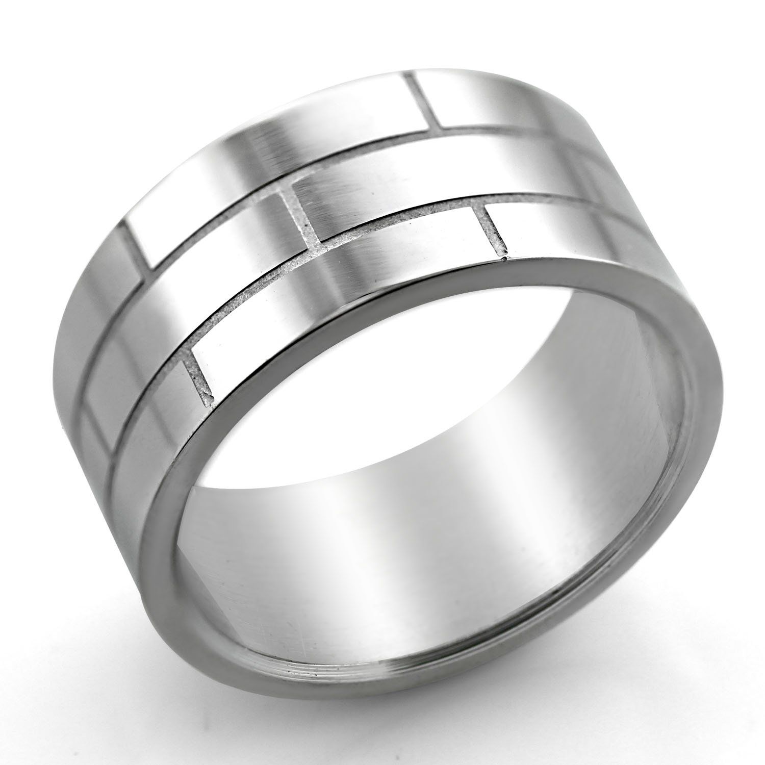 sr206 anillo tallado acero inoxidable brillo espejo estilo ladrillo distribuidor mayorista
