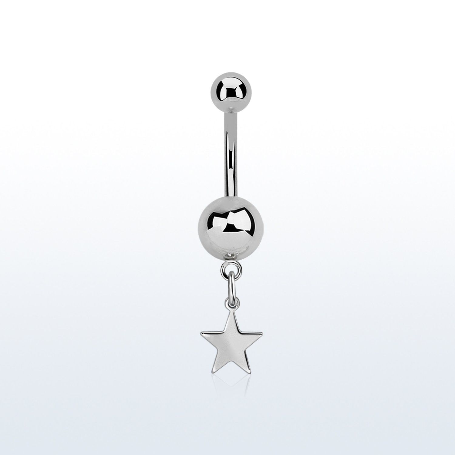 steel belly banana w 5&8mm plain balls & dangling star