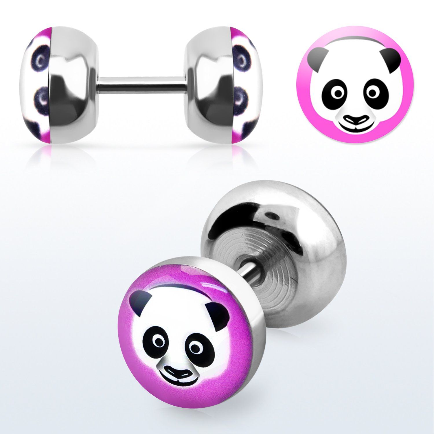 steel fake plug w cute p&a on pink background logo