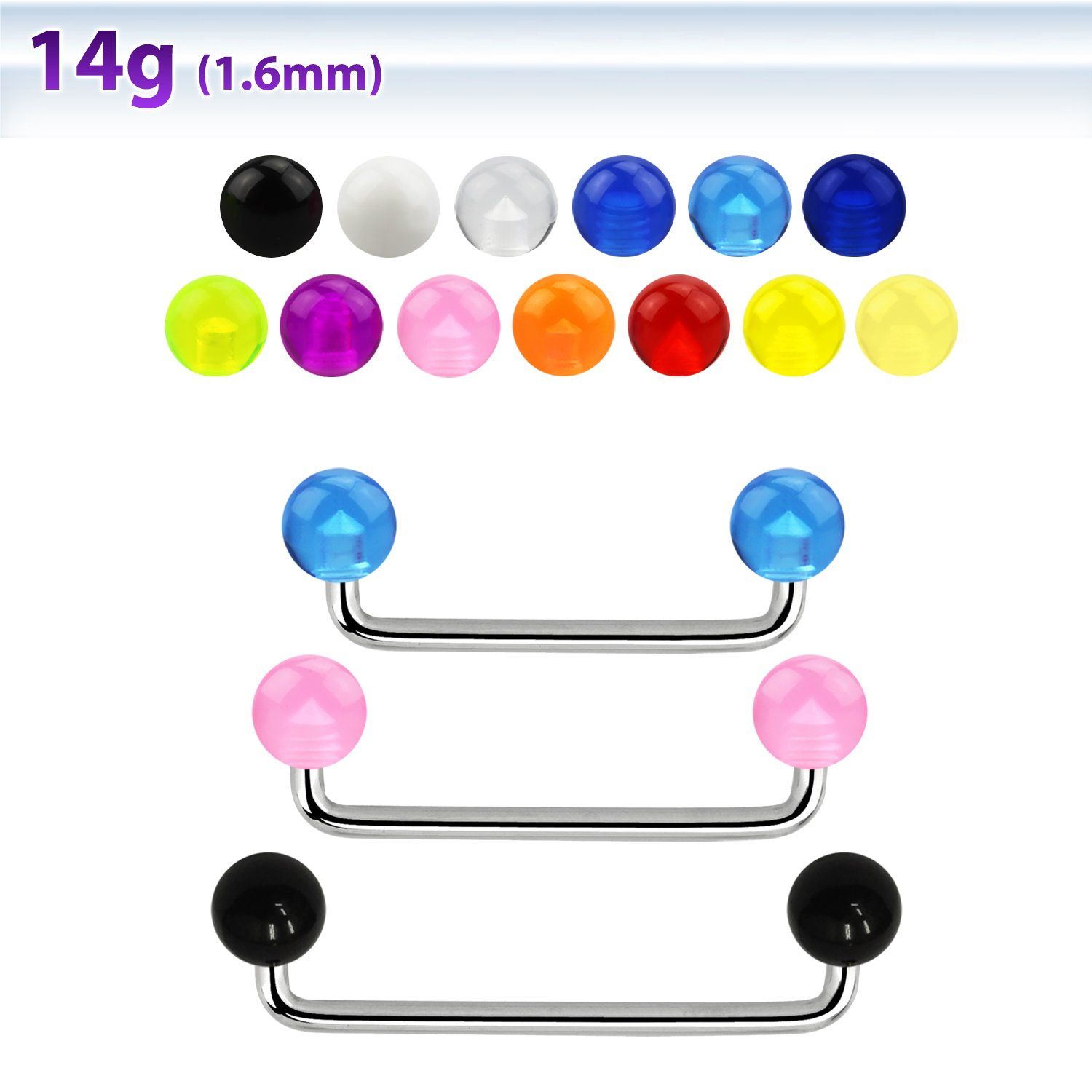 sudvb5 barbell superficial industrial acero quirurgico 90 grados bolas acrilico uv 5mm mayorista