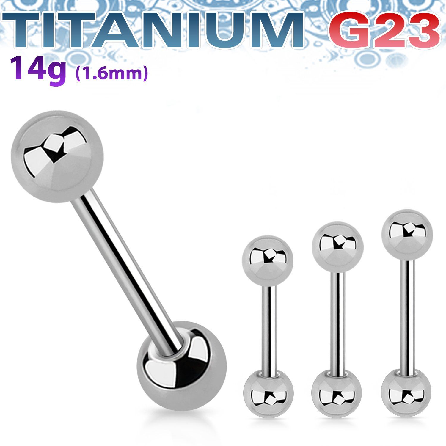 ubbbs barbell lengua titanio g23 bolas 5mm al por mayor