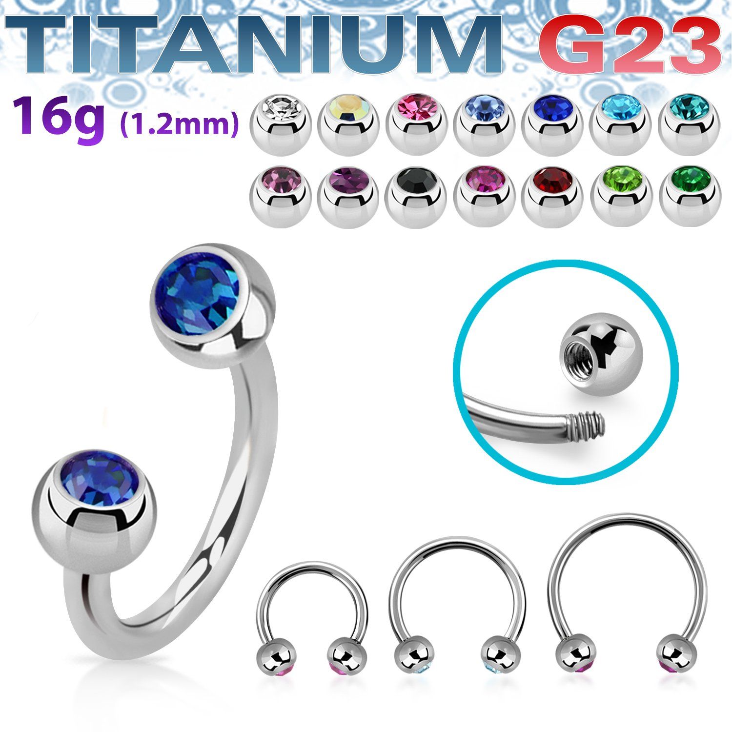 ucbejb4 titanium g23 circular barbell 4mm jewel balls