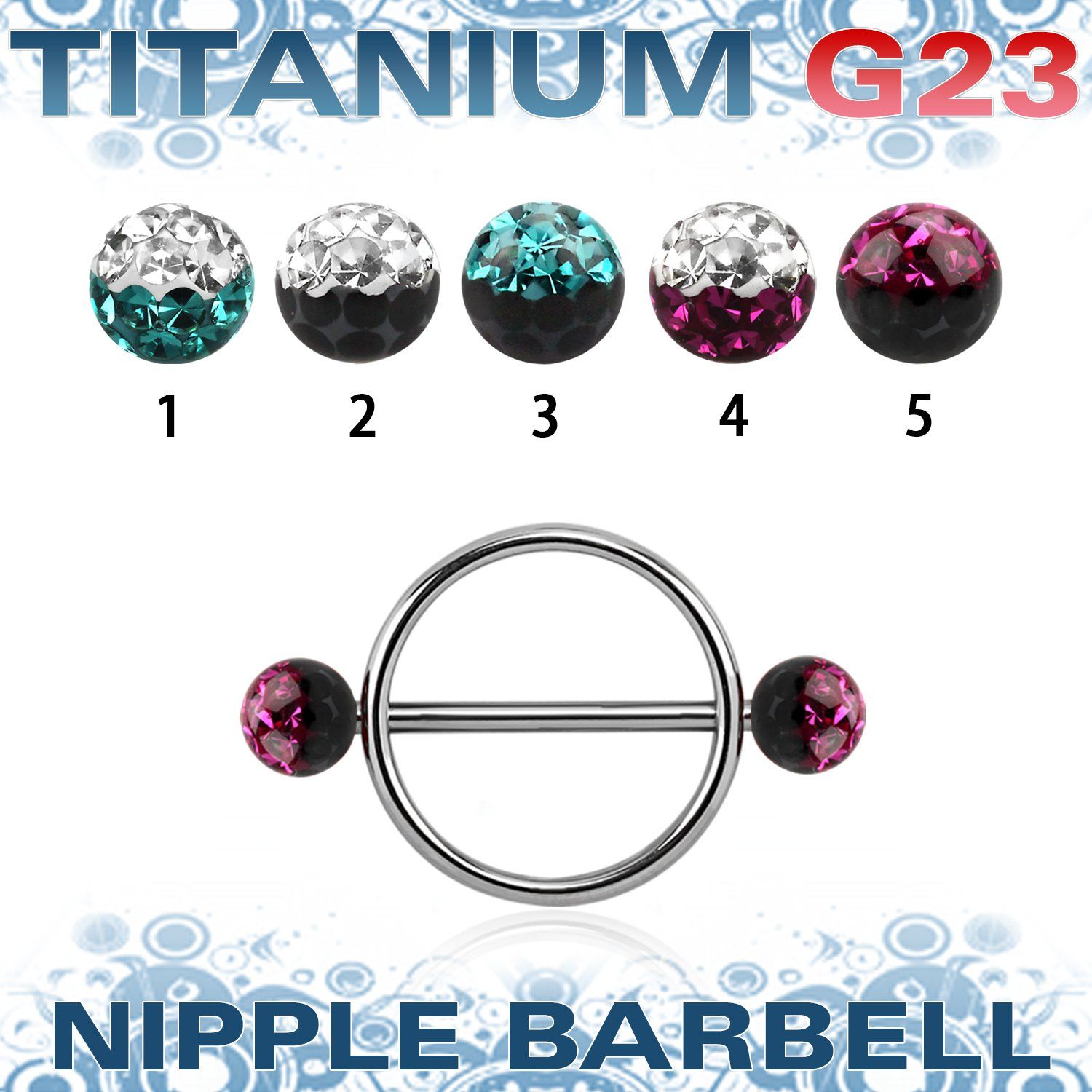 uefnpe5 pezonera redonda acero 316l barbell titanio g23 bolas multi cristal ferido 5mm tonos distribuidor