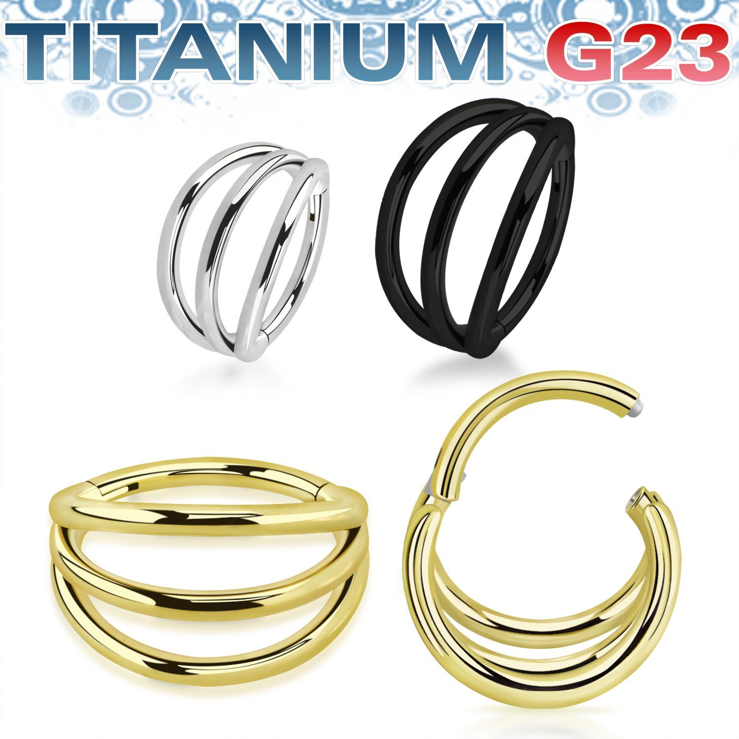 usgsh42 pvd titanium hinged segment ring 16g triple rings