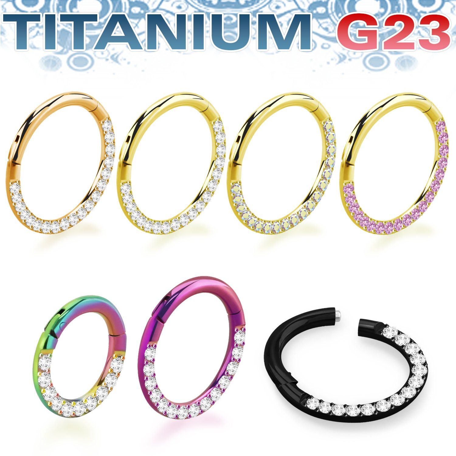 usgtsh11 pvd plated titanium hinged segment ring cz side