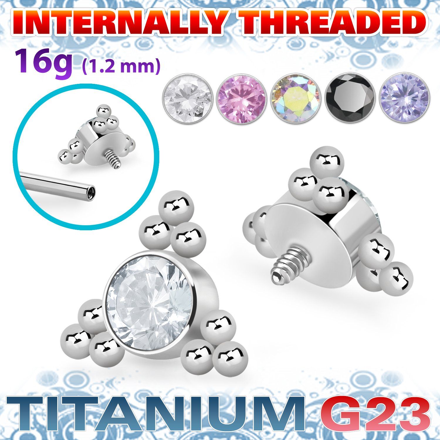 ushz2in titanium g23 top part post round cz