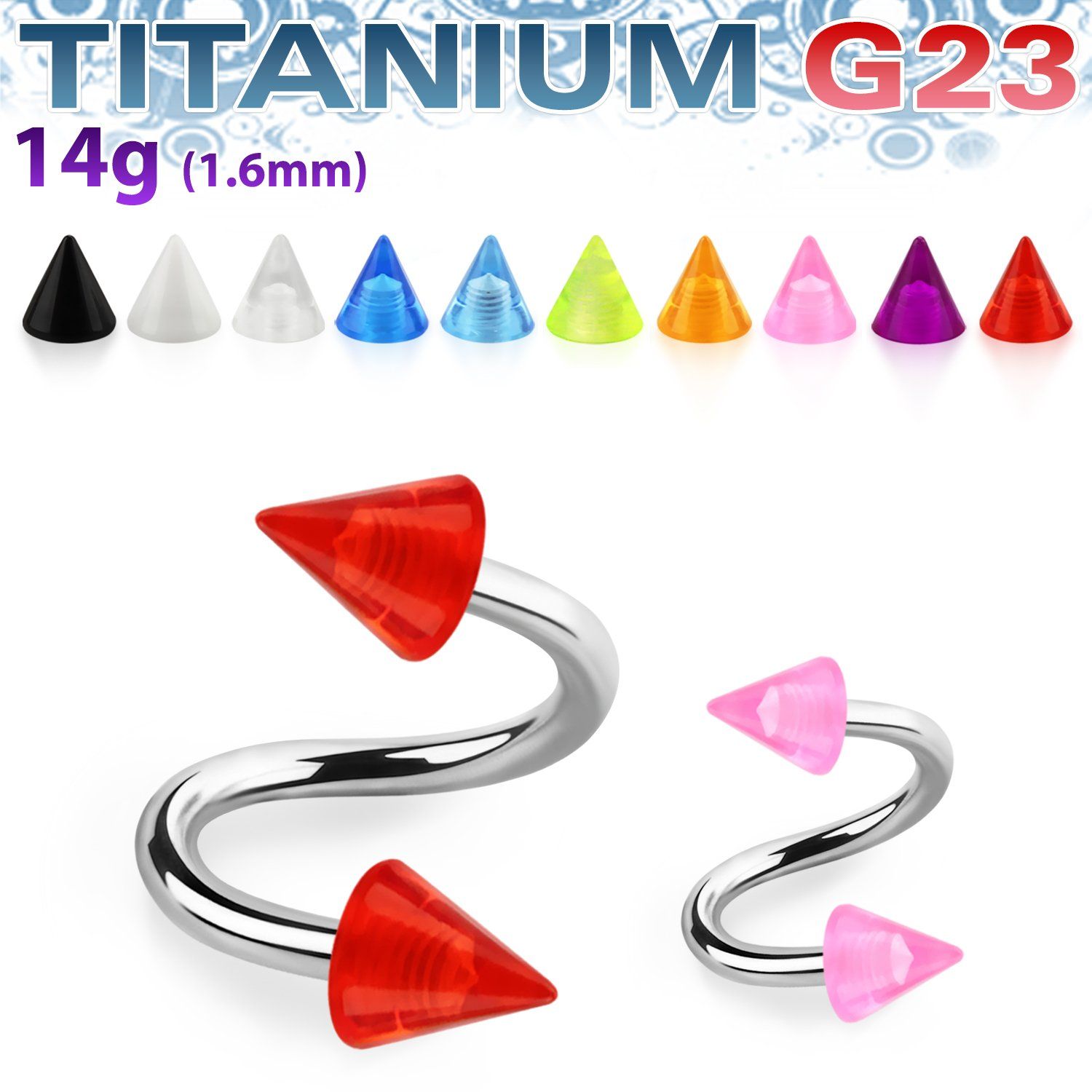 uspuvcn4 espiral titanio g23 conos uv 4mm mayorista