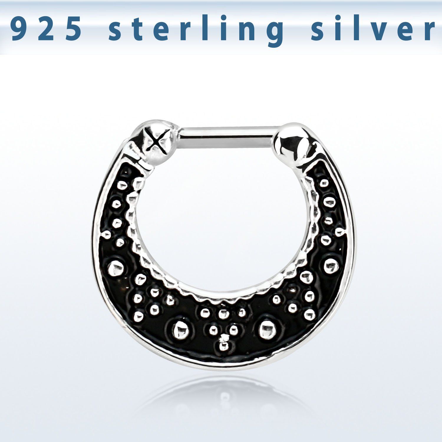 vsepfb14 septum clip plata 925 detalles negro barra cierre acero 316l distribuidor