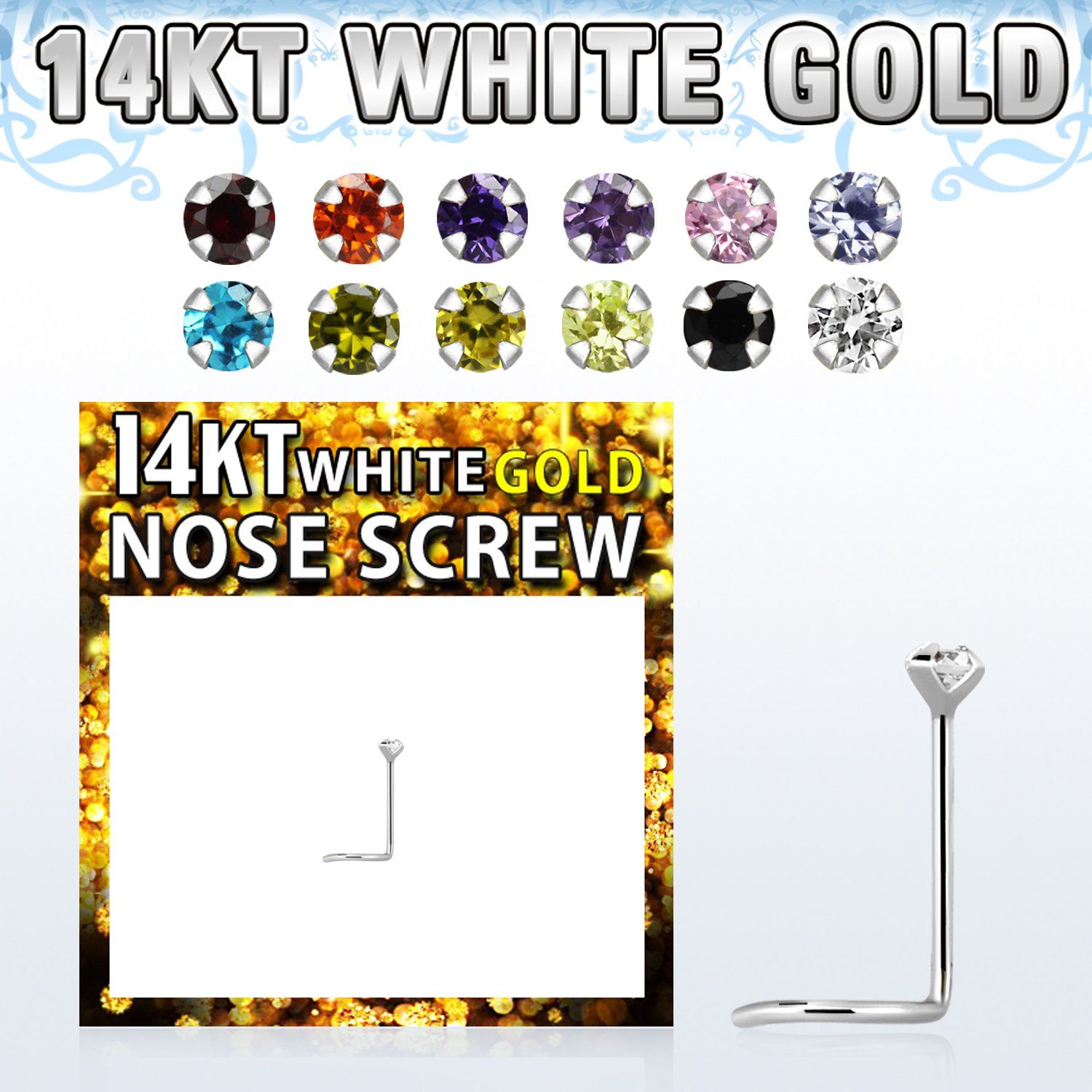 wsczm1 piercing nariz l oro blanco 14 kts 0 6mm zirconia redonda 1 5mm chapado rodio al por mayor