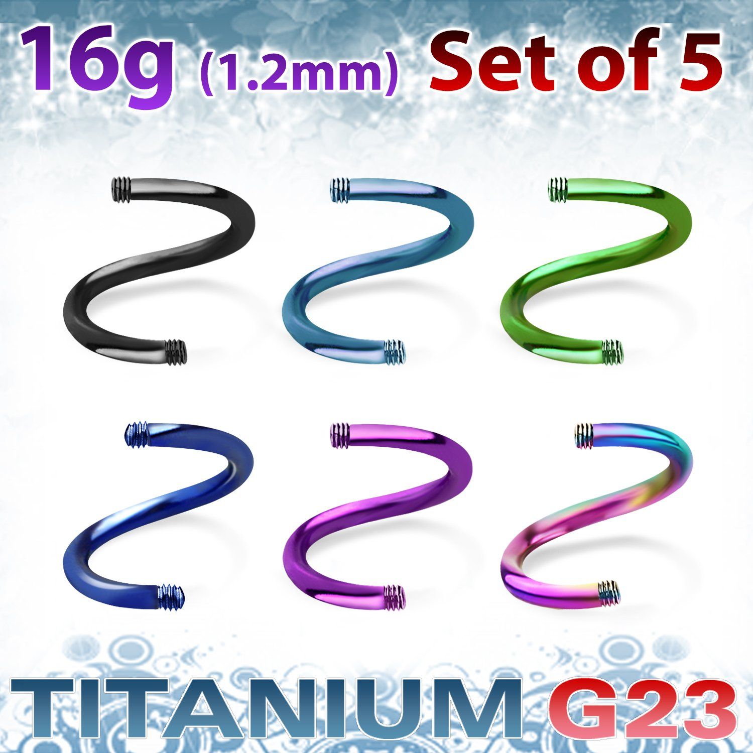 xutsp16g set 5 barras barbell circular titanio g23 anodizado 5mm rosca distribuidor