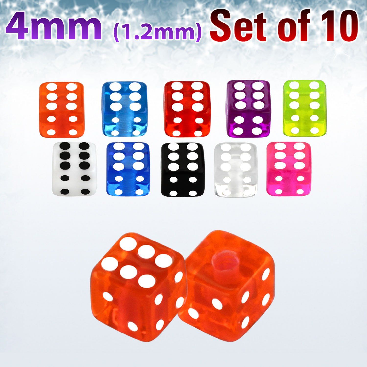 xuvdi4s set 10 dados acrilico uv 4mm rosca distribuidor