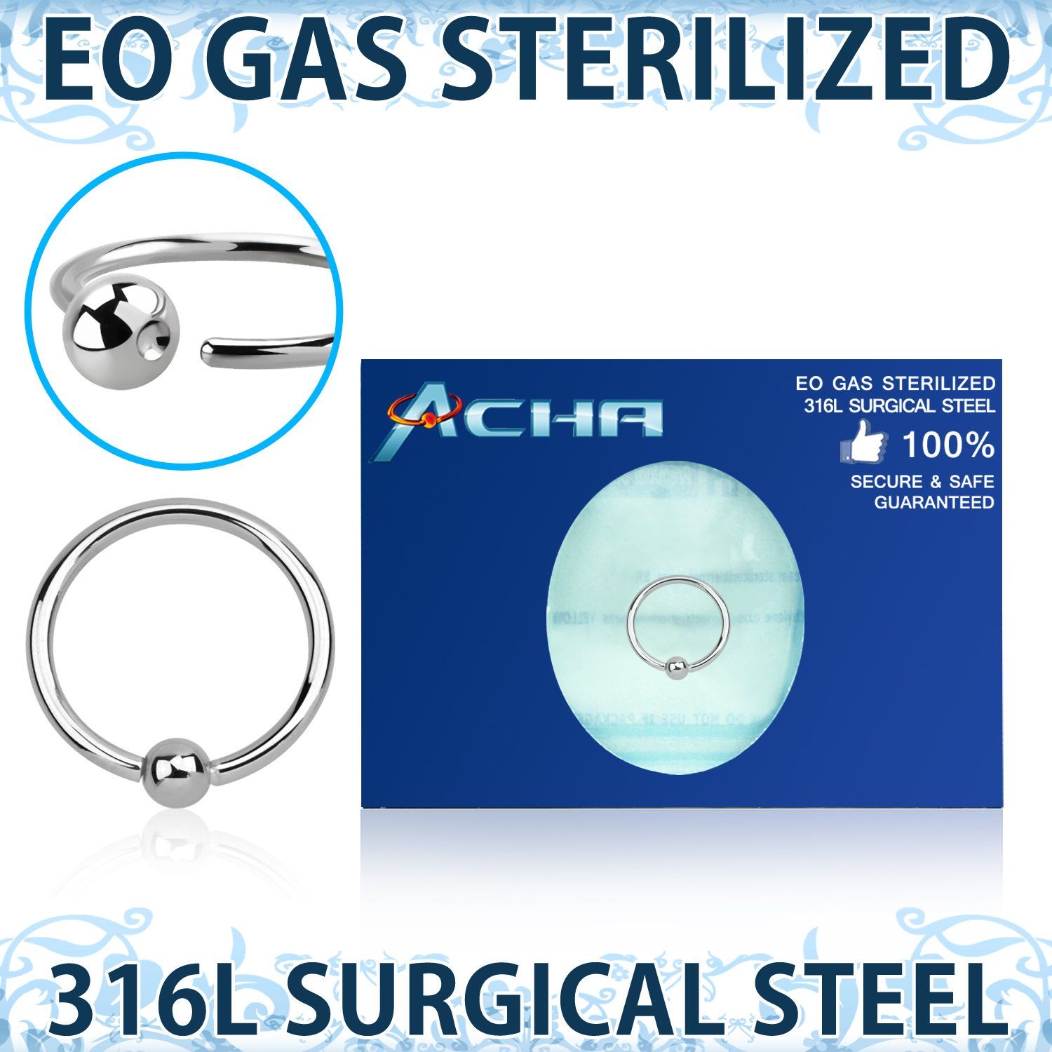 zbedr20 sterilized annealed 316l steel ball closure ring 2mm