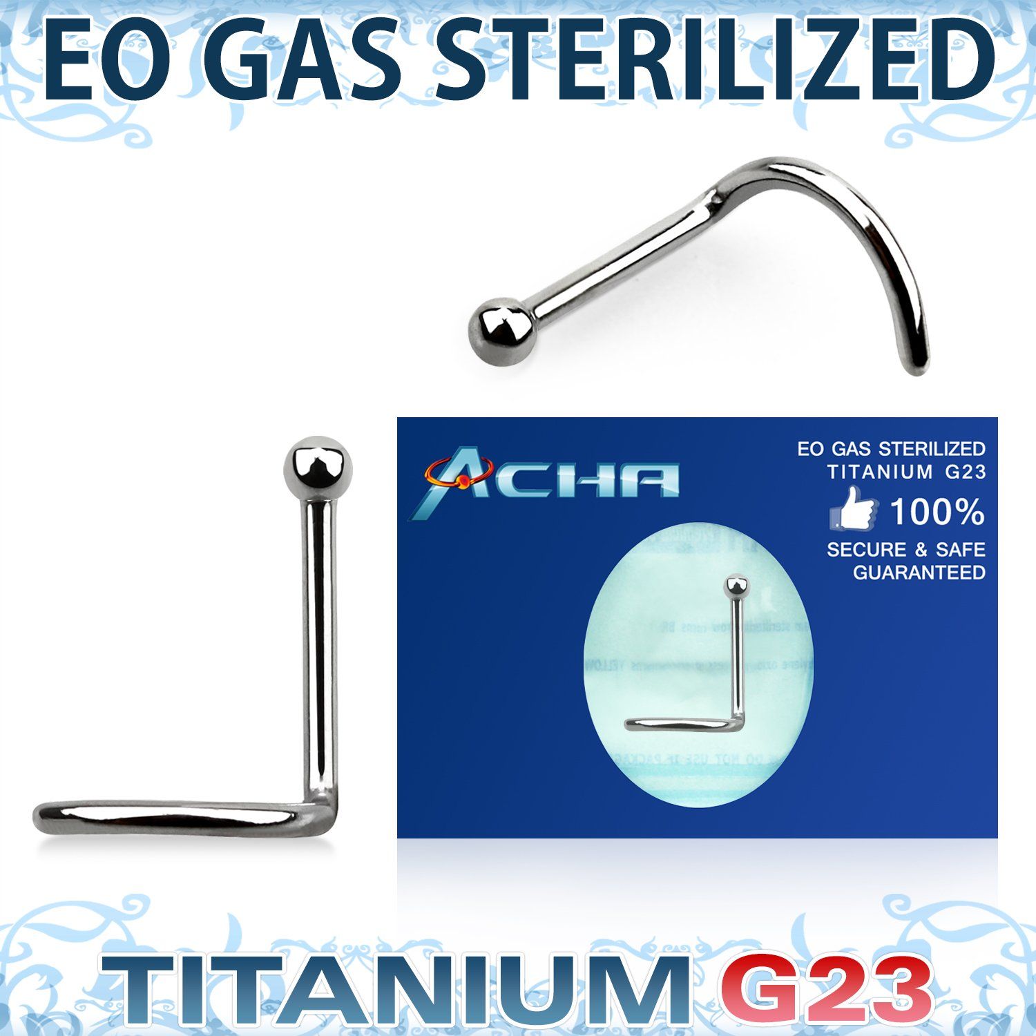 zunsb15 sterilized titanium g23 nose screw 20g ball top