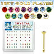 18b14xm silver nose bones w 18k gold plating 2mm crystal tops