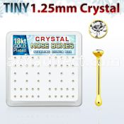 18b6xc box of gold silver nose bones w 1 25mm clear crystals