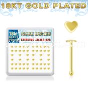 18bxvhr box w gold plated silver nose bones w heart top