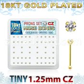 18bz12xc gold silver nose bones with 1 25mm prong set clear cz