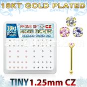 18bz12xm gold silver nose bones w 1 25mm prong set cz in colors