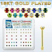 18nbpxm silver nose bone w 18k gold plating prong set crystal