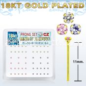 18nyzbm 18k gold plated silver bend it nose stud w prong set cz