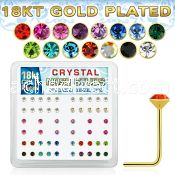 18s19xm box of gold silver nose studs with 2 5mm crystal tops