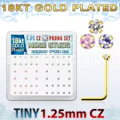 18sz12xm box of gold silver nose studs with 1 25mm prong set cz