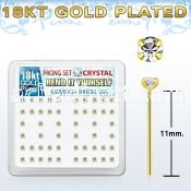 18yp14xc gold plated silver bend it nose stud w 2mm crystal tops
