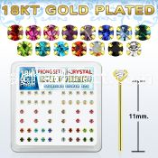 18yp19xm gold silver bend it nose studs w prong crystal in colors