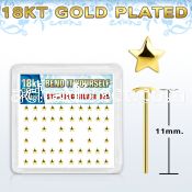 18yxvsar box w gold plated silver bend it nose studs w star top