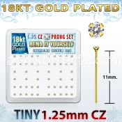 18yz12xc gold silver bend it nose studs w 1 25mm prong clear cz