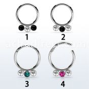 316l steel hinged segment ring 16g w alternating crystals