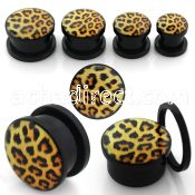 afpc black acrylic screw fit plug with leopard fur logo
