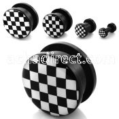 afpk black acrylic screw fit plug with b w checkered logo