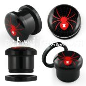 afpt acrylic screwfit plug with black widow spider logo