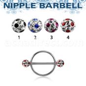 afrnpe5 316l steel nipple shield w 2 5mm multi crystal balls