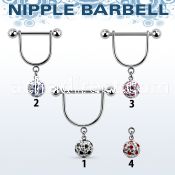 afrsnp8 steel nipple stirrup w 8mm dotted multi crystal ball
