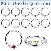 agspvz1x silver seamless ring for septum piercings, 18g w 3 czs
