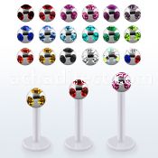 albmjb3 bio  flex labret w 3mm steel multi jewel ball