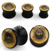 apgpye acrylic flared plug with pyramid spying eye logo