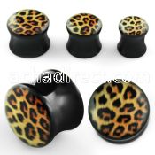 apgrr acrylic double flared plug with leopard fur logo