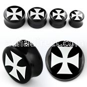 apgtt acrylic double flared plug with white iron cross logo